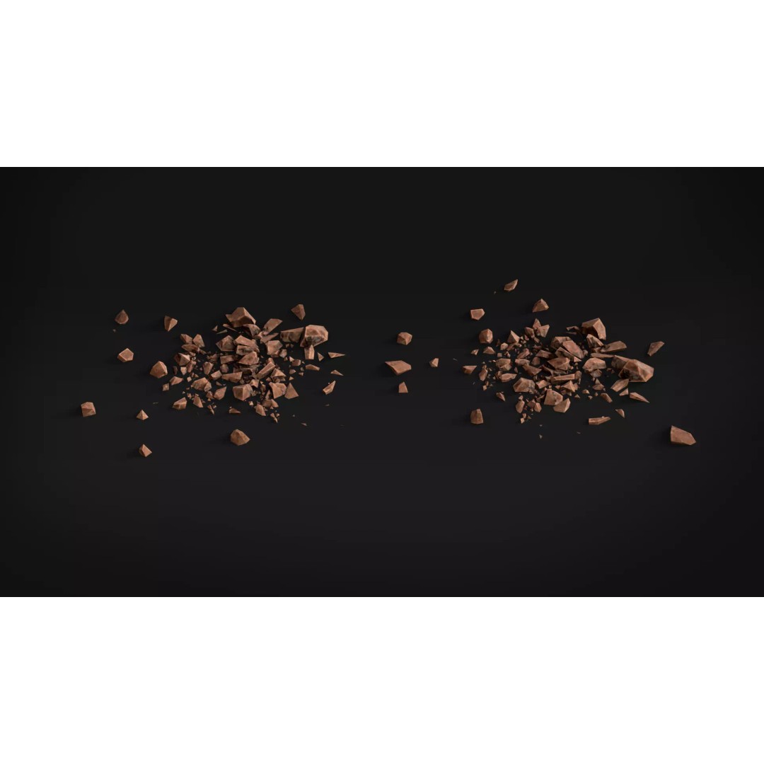 Destroyed Brick Wall Debris Pack 3D Model – Low Poly Game Ready Assets, FBX