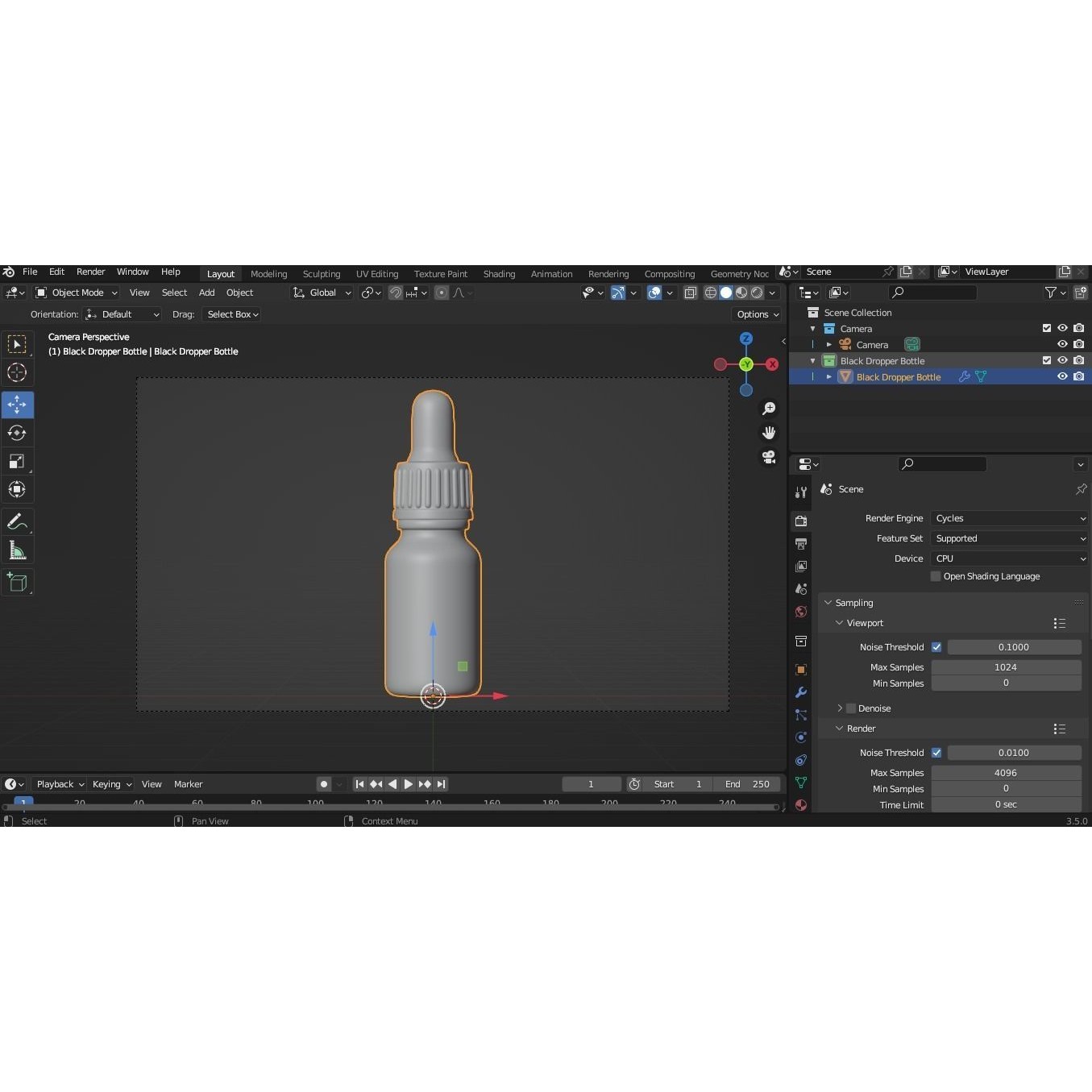 Black Dropper Bottle 02 - PBR Game-Ready 3D Model