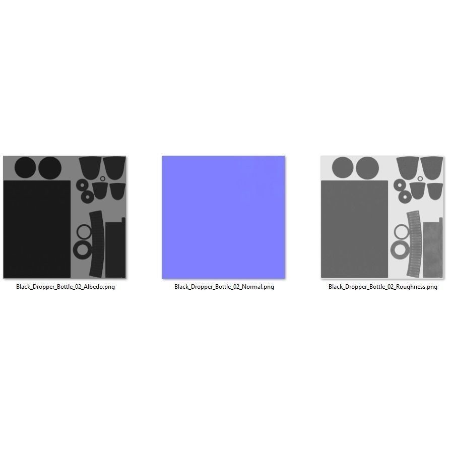 Black Dropper Bottle 02 - PBR Game-Ready 3D Model - View 14