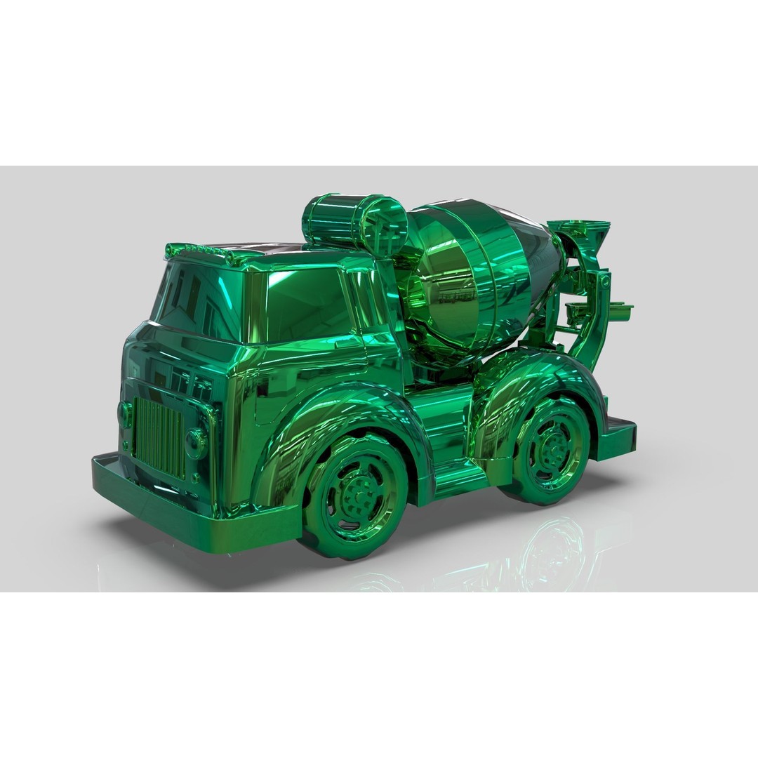 Cement Mixer Truck 3D Model – Cartoon Low Poly Game Asset, FBX - View 10