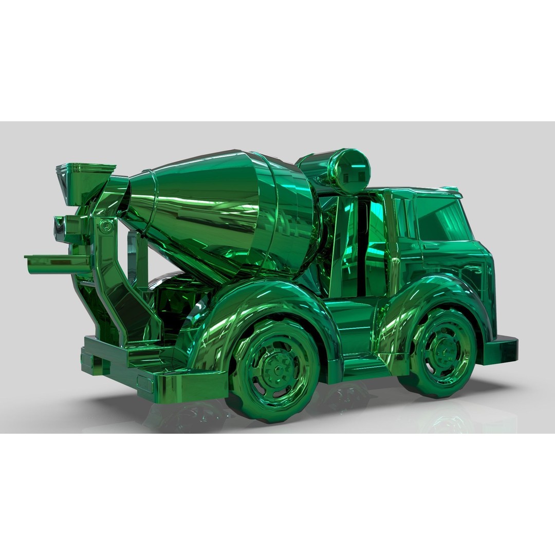Cement Mixer Truck 3D Model – Cartoon Low Poly Game Asset, FBX - View 11