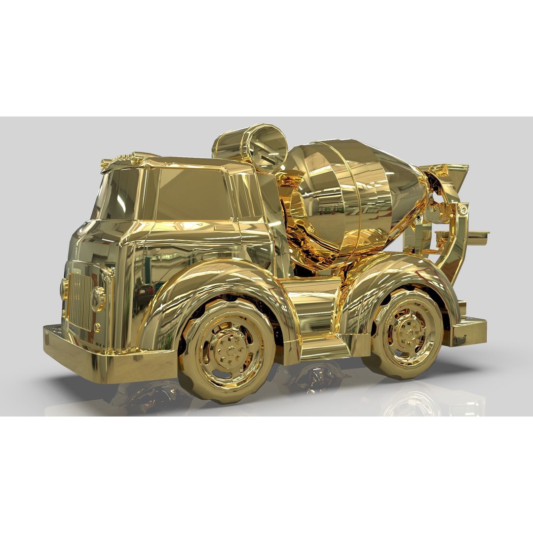 Cement Mixer Truck 3D Model – Cartoon Low Poly Game Asset, FBX - View 12