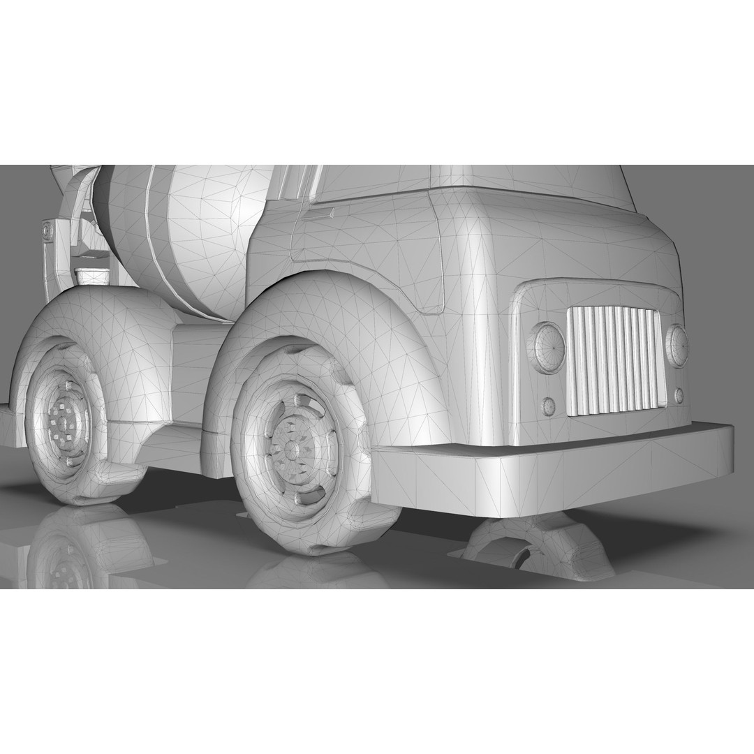 Cement Mixer Truck 3D Model – Cartoon Low Poly Game Asset, FBX - View 18
