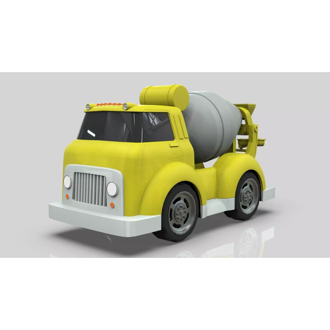 Cement Mixer Truck 3D Model – Cartoon Low Poly Game Asset, FBX - View 2