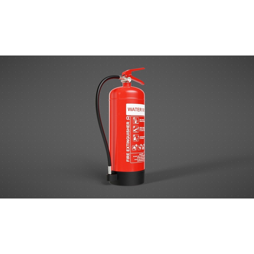 Water Mist Fire Extinguisher 3D Model – High Poly PBR Asset, FBX - View 3