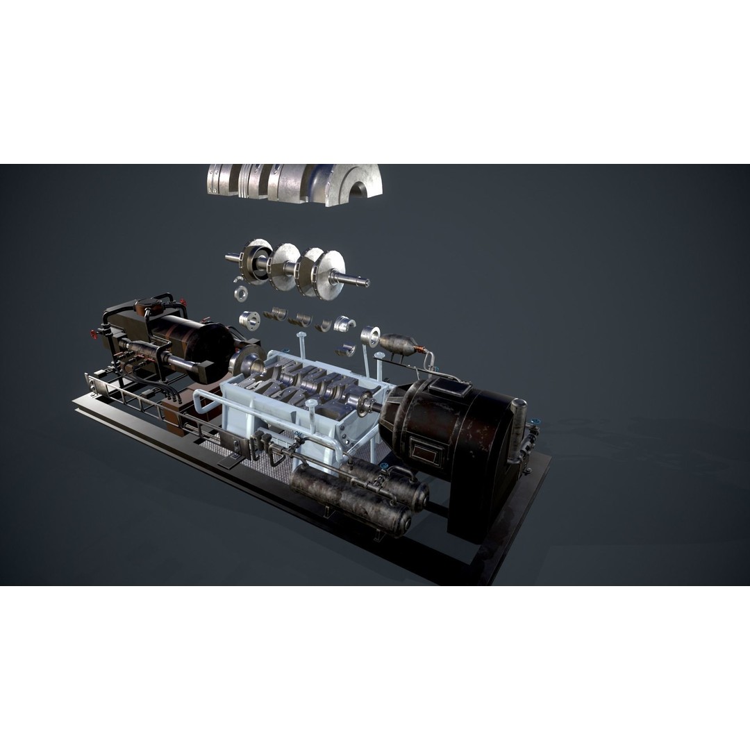 Compressor 3D Model – Low Poly PBR Game Asset, FBX, OBJ - View 3