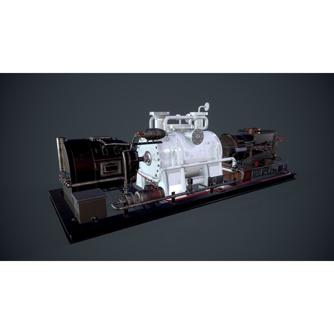 Compressor 3D Model – Low Poly PBR Game Asset, FBX, OBJ - View 4