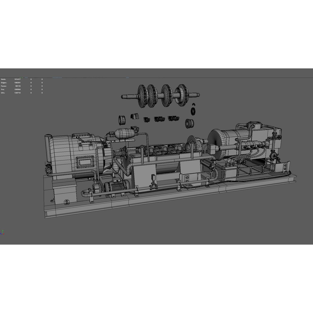 Compressor 3D Model – Low Poly PBR Game Asset, FBX, OBJ - View 5