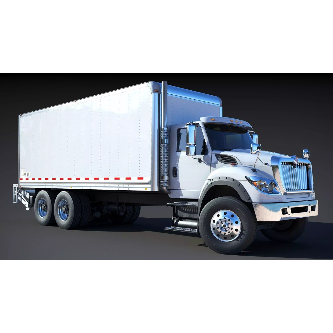 International Workstar 7600 Box Truck 3D Model – Low Poly Game Asset, FBX - View 10