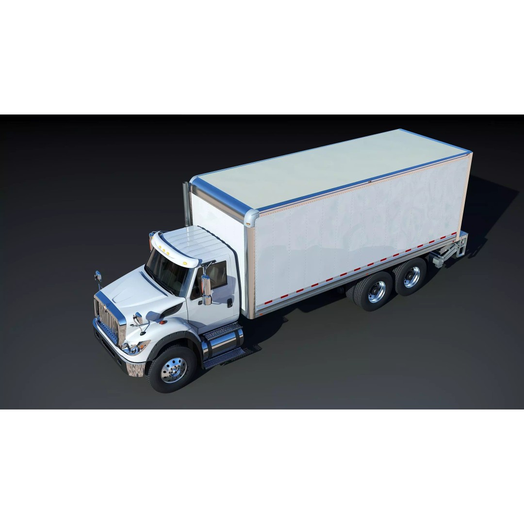 International Workstar 7600 Box Truck 3D Model – Low Poly Game Asset, FBX - View 12