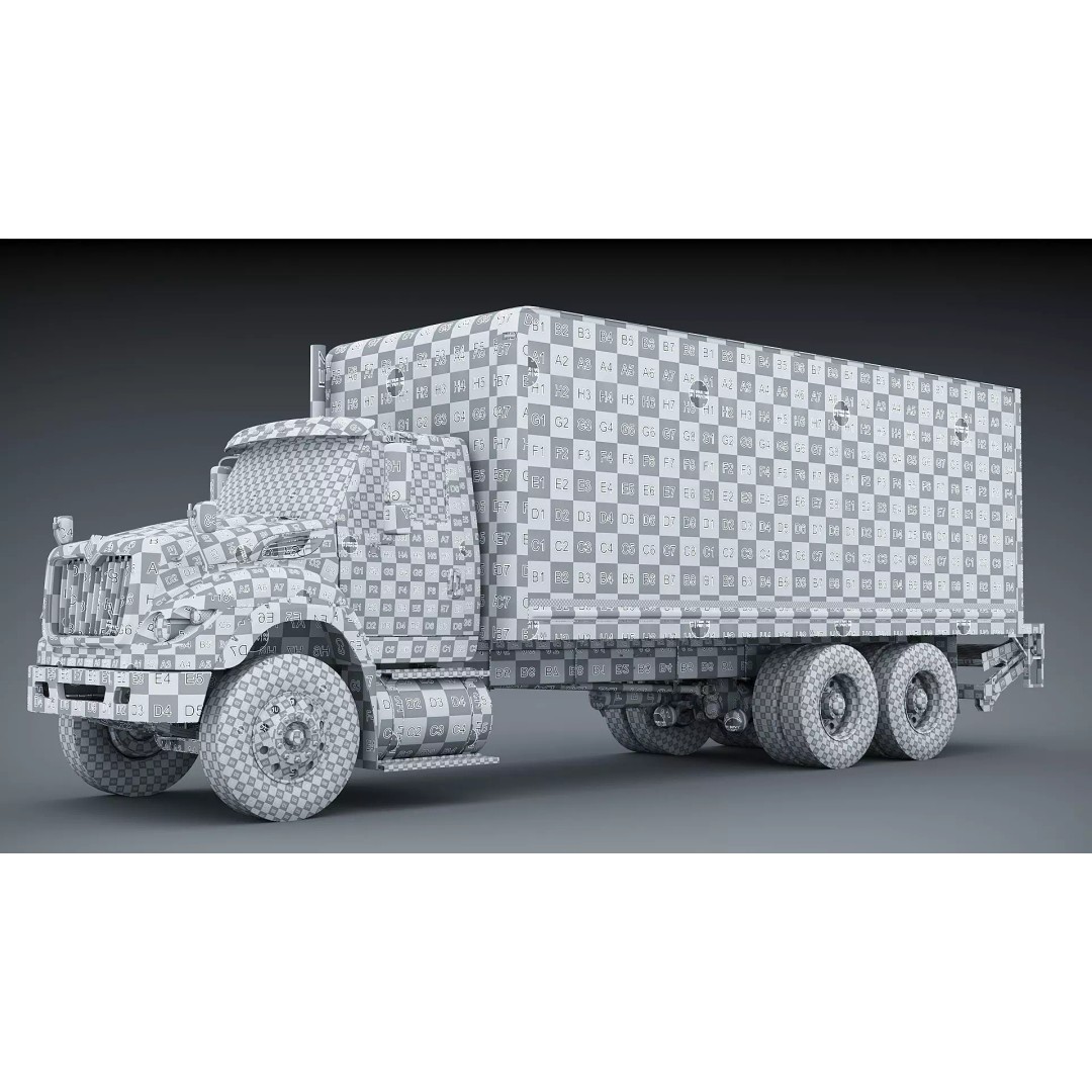 International Workstar 7600 Box Truck 3D Model – Low Poly Game Asset, FBX - View 26
