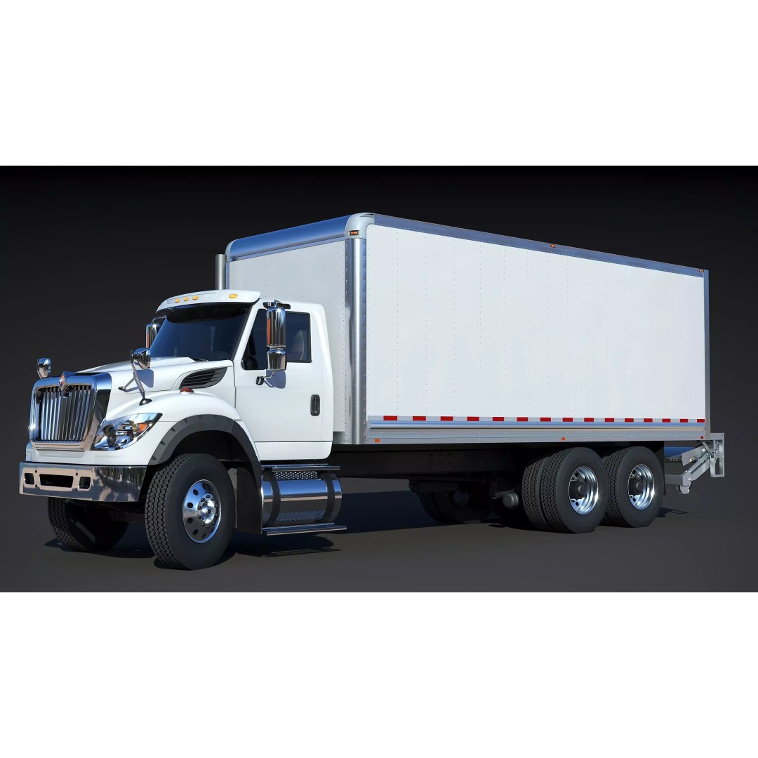 International Workstar 7600 Box Truck 3D Model – Low Poly Game Asset, FBX - View 3