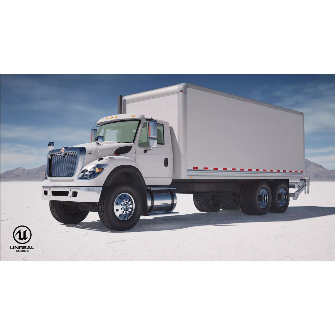 International Workstar 7600 Box Truck 3D Model – Low Poly Game Asset, FBX - View 30