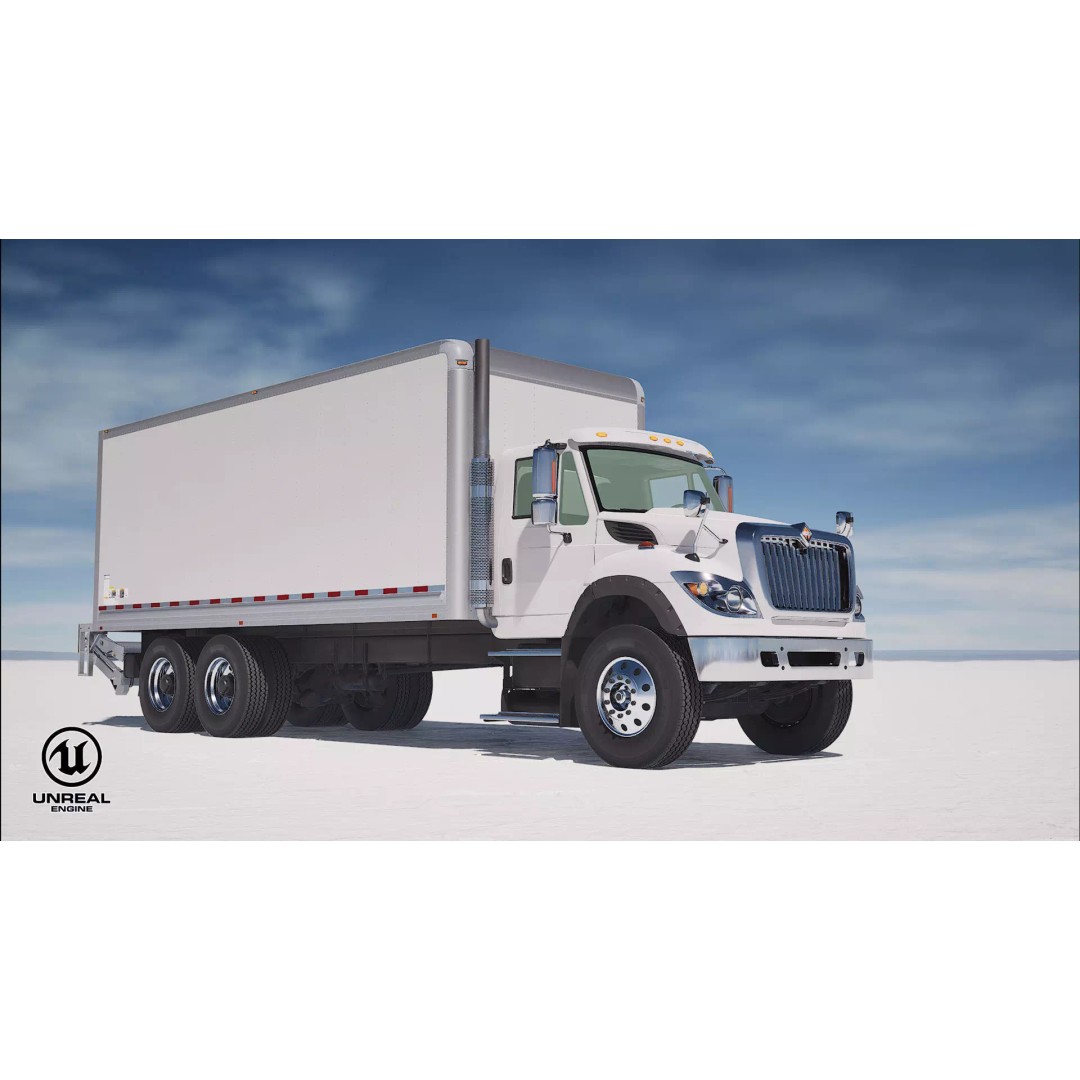 International Workstar 7600 Box Truck 3D Model – Low Poly Game Asset, FBX - View 31