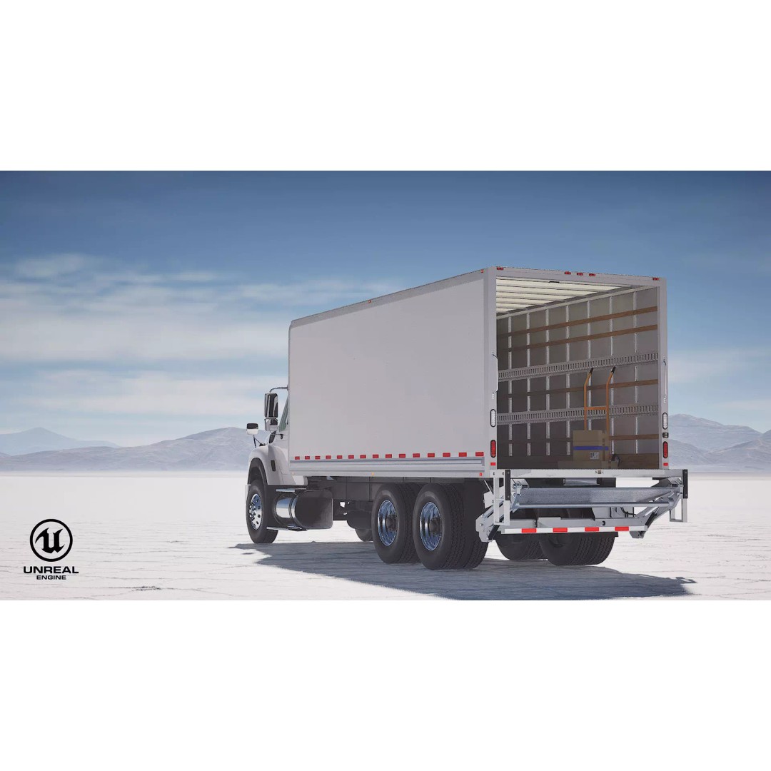 International Workstar 7600 Box Truck 3D Model – Low Poly Game Asset, FBX - View 32