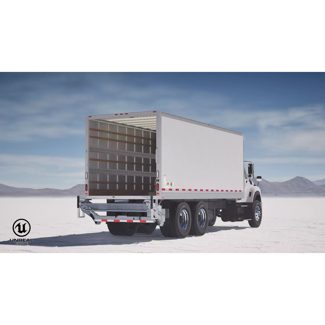 International Workstar 7600 Box Truck 3D Model – Low Poly Game Asset, FBX - View 33