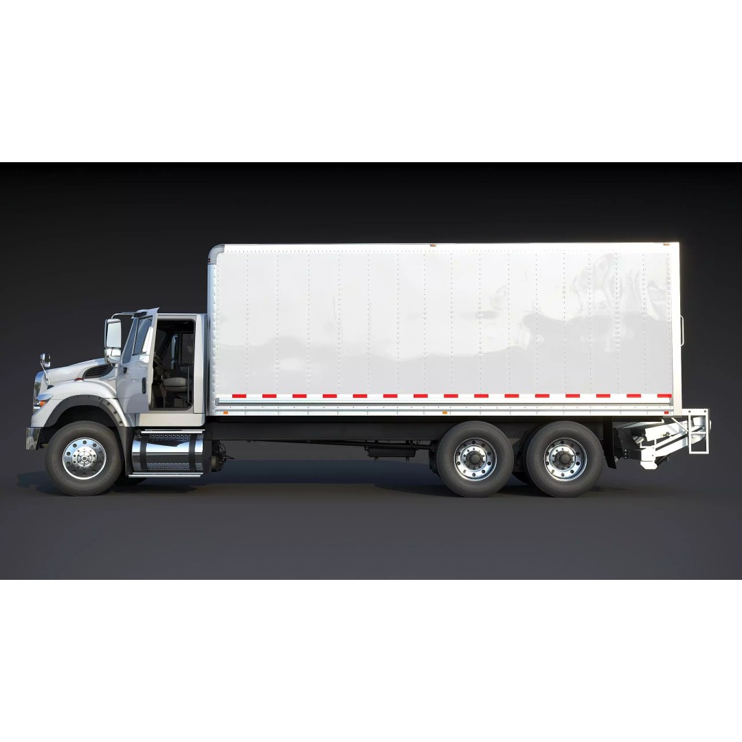 International Workstar 7600 Box Truck 3D Model – Low Poly Game Asset, FBX - View 4