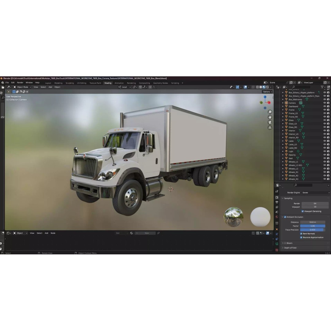 International Workstar 7600 Box Truck 3D Model – Low Poly Game Asset, FBX - View 45