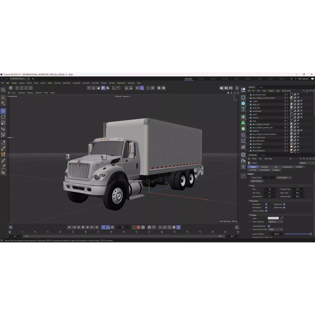 International Workstar 7600 Box Truck 3D Model – Low Poly Game Asset, FBX - View 46
