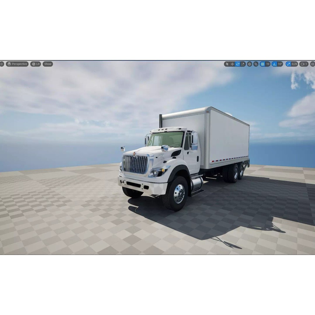 International Workstar 7600 Box Truck 3D Model – Low Poly Game Asset, FBX - View 47