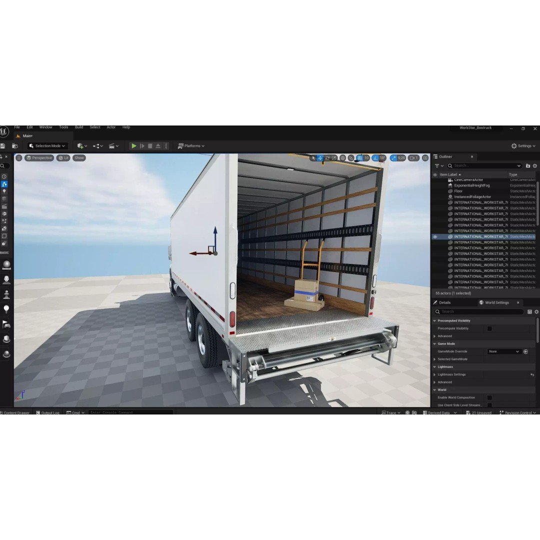 International Workstar 7600 Box Truck 3D Model – Low Poly Game Asset, FBX - View 48