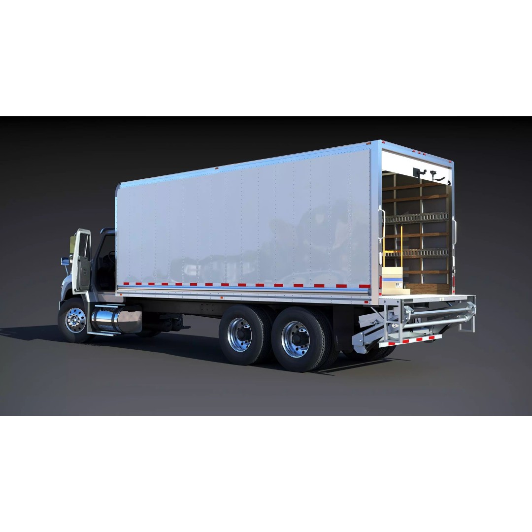 International Workstar 7600 Box Truck 3D Model – Low Poly Game Asset, FBX - View 6
