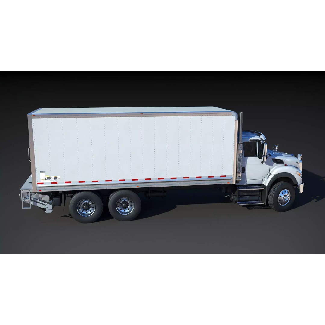 International Workstar 7600 Box Truck 3D Model – Low Poly Game Asset, FBX - View 9