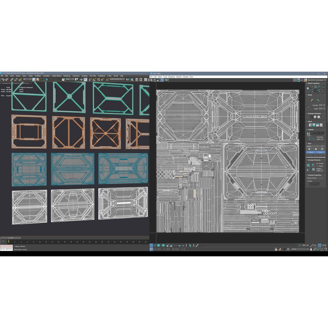 Sci-Fi Parts Kit 3D Model – Low Poly PBR Asset, FBX, OBJ - View 18