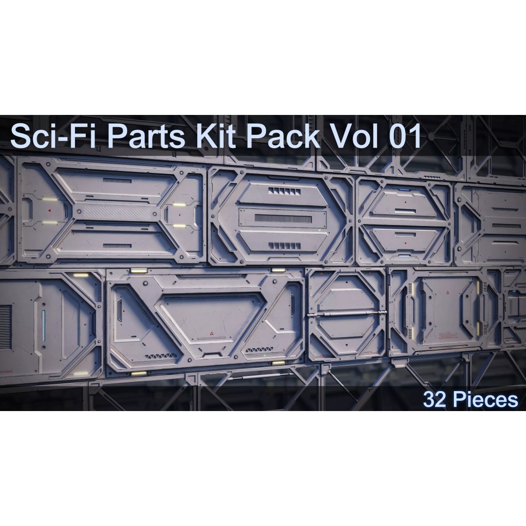 Sci-Fi Parts Kit 3D Model – Low Poly PBR Asset, FBX, OBJ - View 2