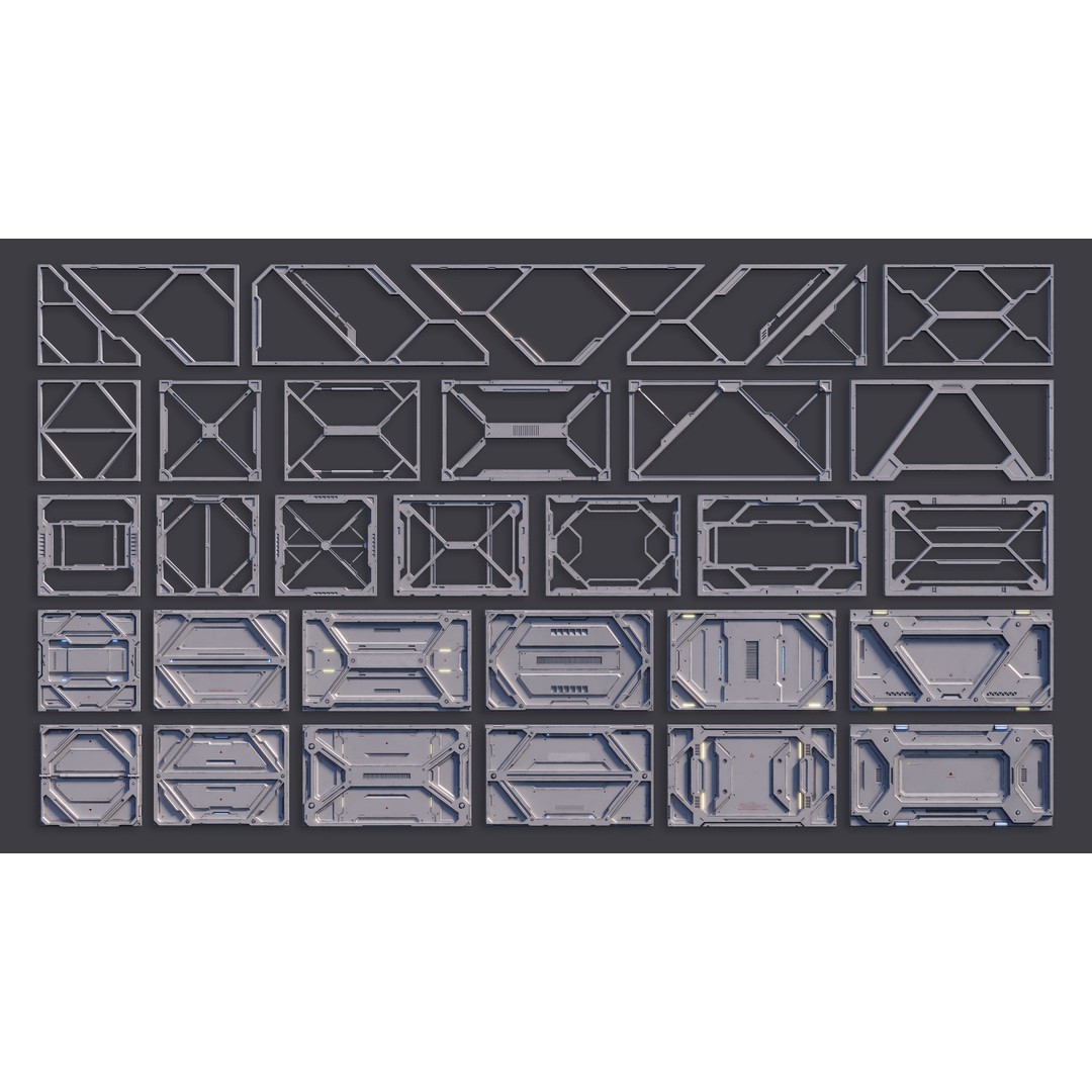 Sci-Fi Parts Kit 3D Model – Low Poly PBR Asset, FBX, OBJ - View 3