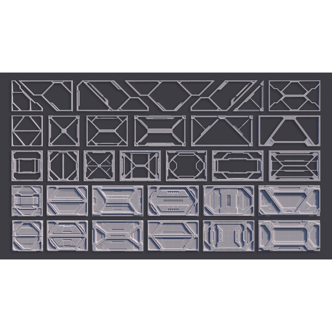 Sci-Fi Parts Kit 3D Model – Low Poly PBR Asset, FBX, OBJ - View 4