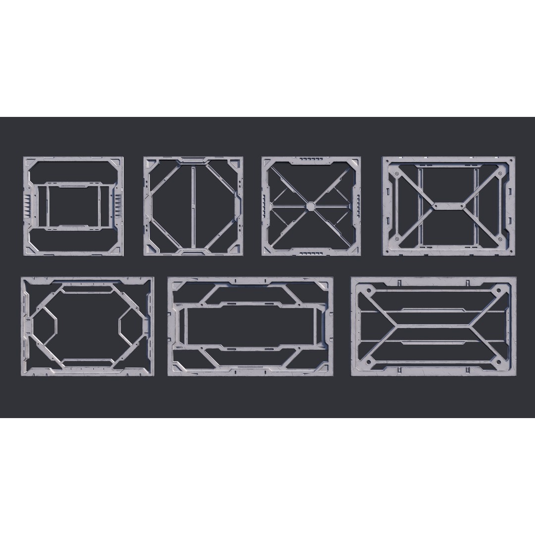 Sci-Fi Parts Kit 3D Model – Low Poly PBR Asset, FBX, OBJ - View 9