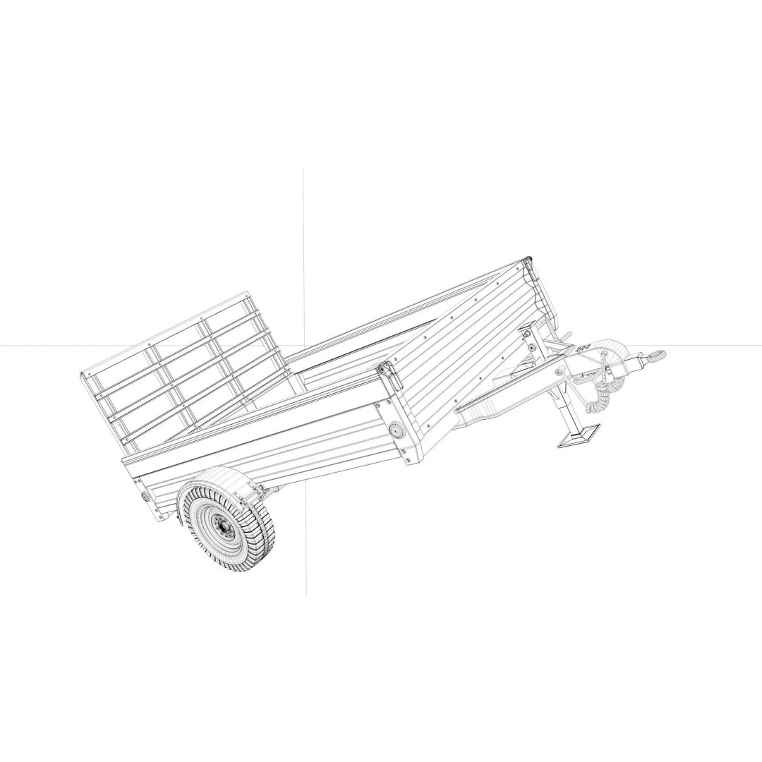 Utility Trailer 3D Model – Low Poly Game Asset, FBX, Blender, OBJ