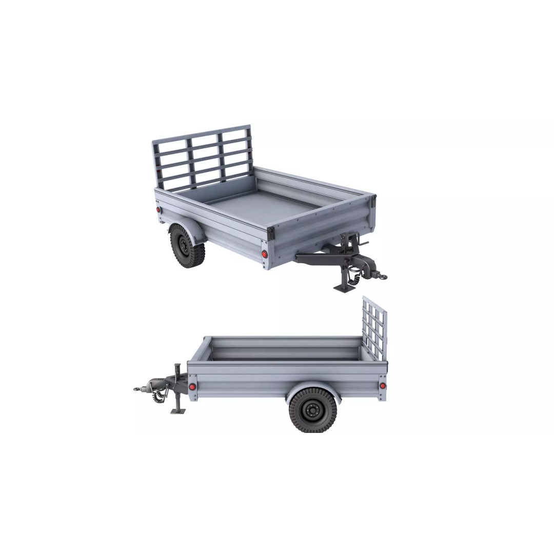 Utility Trailer 3D Model – Low Poly Game Asset, FBX, Blender, OBJ - View 2