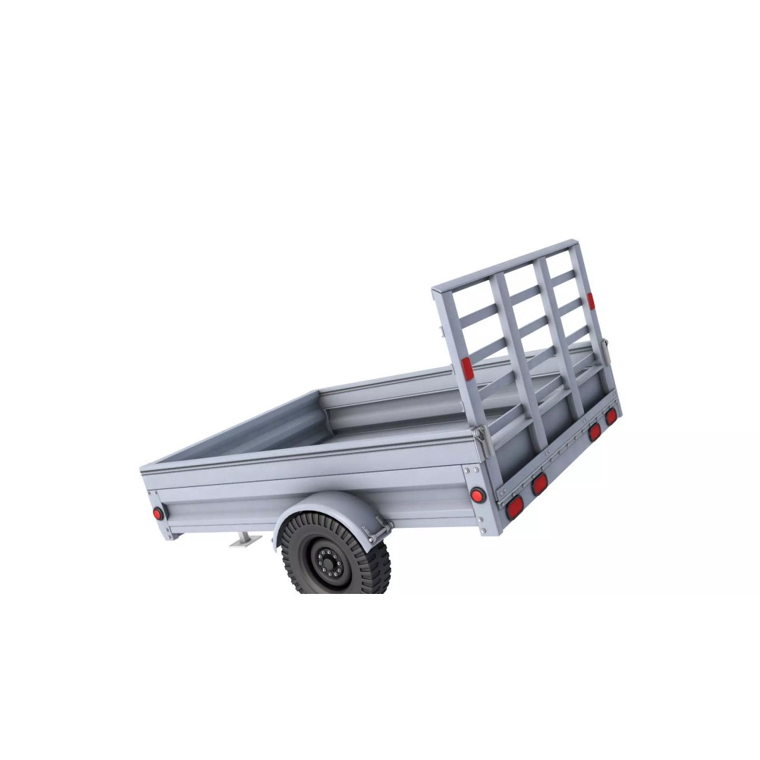 Utility Trailer 3D Model – Low Poly Game Asset, FBX, Blender, OBJ - View 4