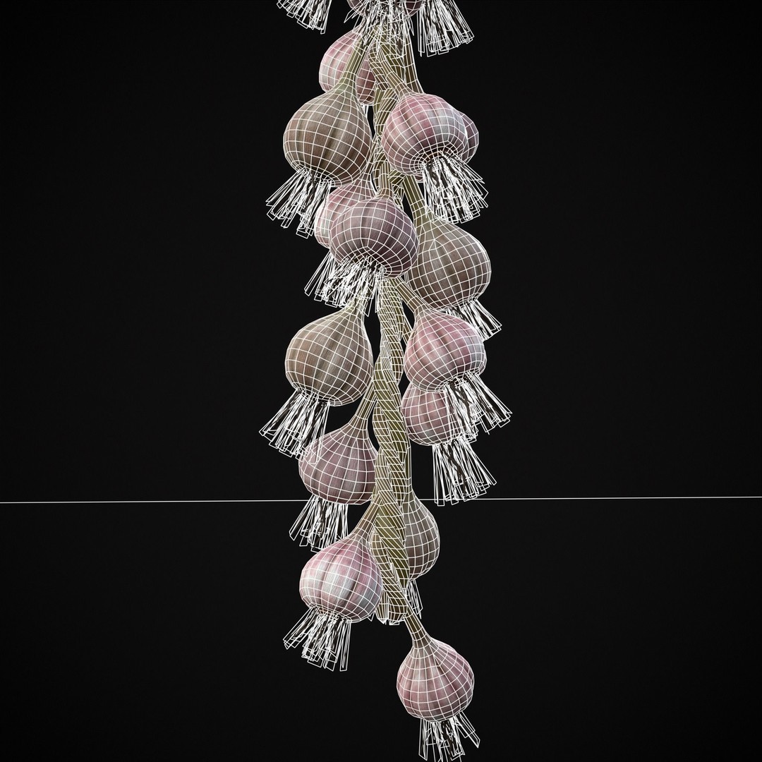 Hanging Garlic 3D Model – Low Poly PBR Asset, FBX & OBJ Formats - View 11