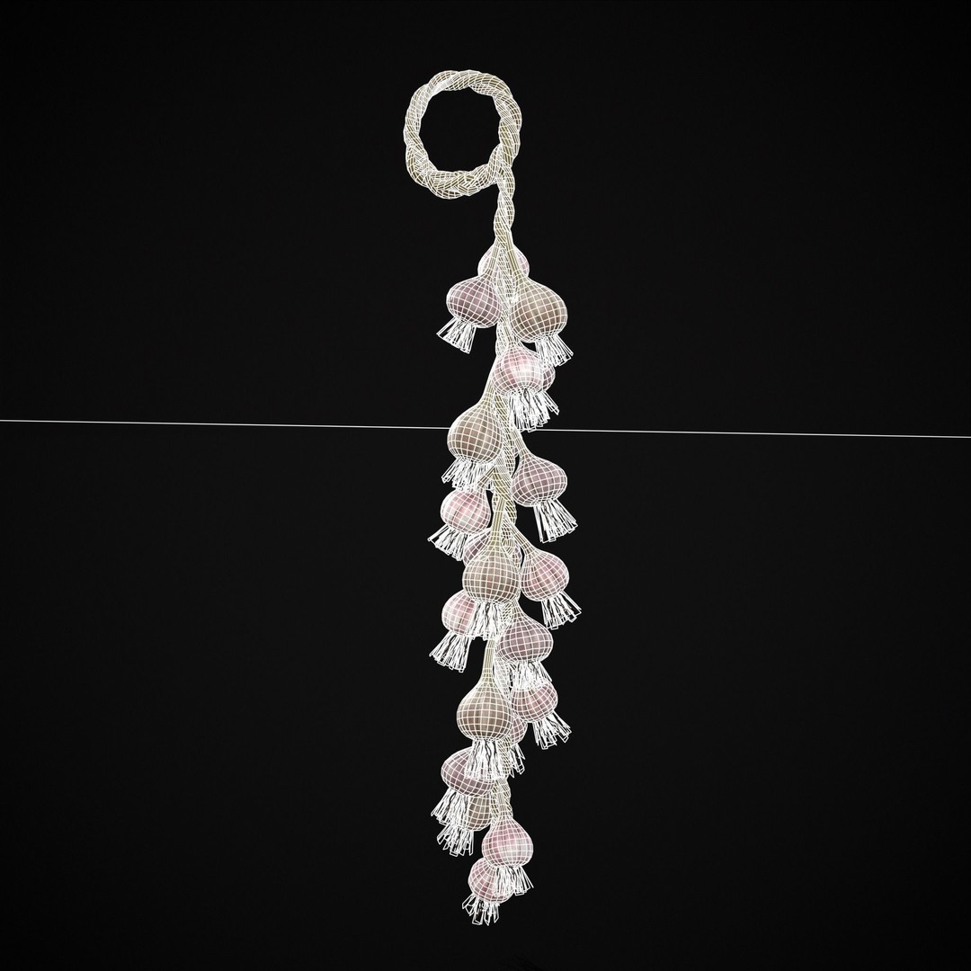 Hanging Garlic 3D Model – Low Poly PBR Asset, FBX & OBJ Formats - View 3