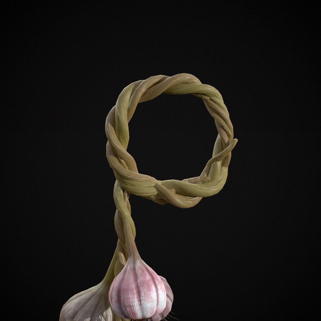 Hanging Garlic 3D Model – Low Poly PBR Asset, FBX & OBJ Formats - View 4