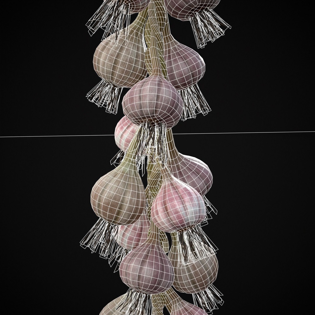 Hanging Garlic 3D Model – Low Poly PBR Asset, FBX & OBJ Formats - View 9