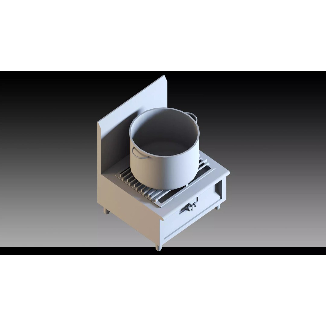 Street Food Kitchen 3D Model – Outdoor Restaurant Equipment, FBX & Blender - View 11