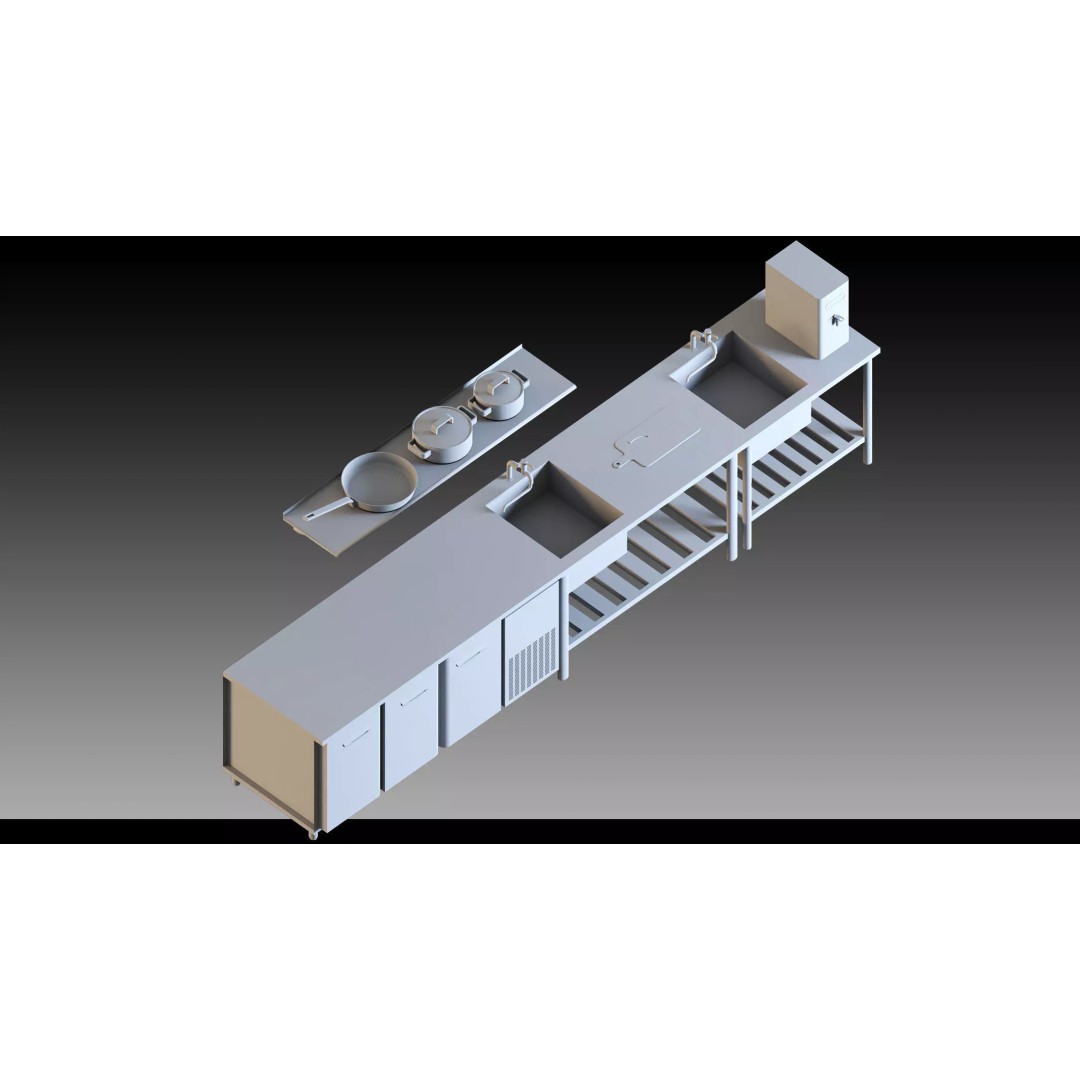 Street Food Kitchen 3D Model – Outdoor Restaurant Equipment, FBX & Blender - View 4