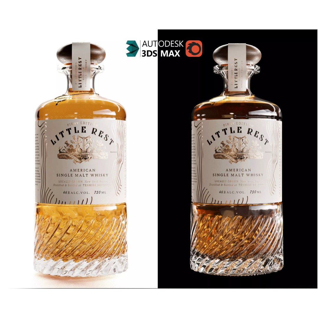 Whiskey Bottle 3D Model – High Poly PBR Asset for Bar Scenes - View 2