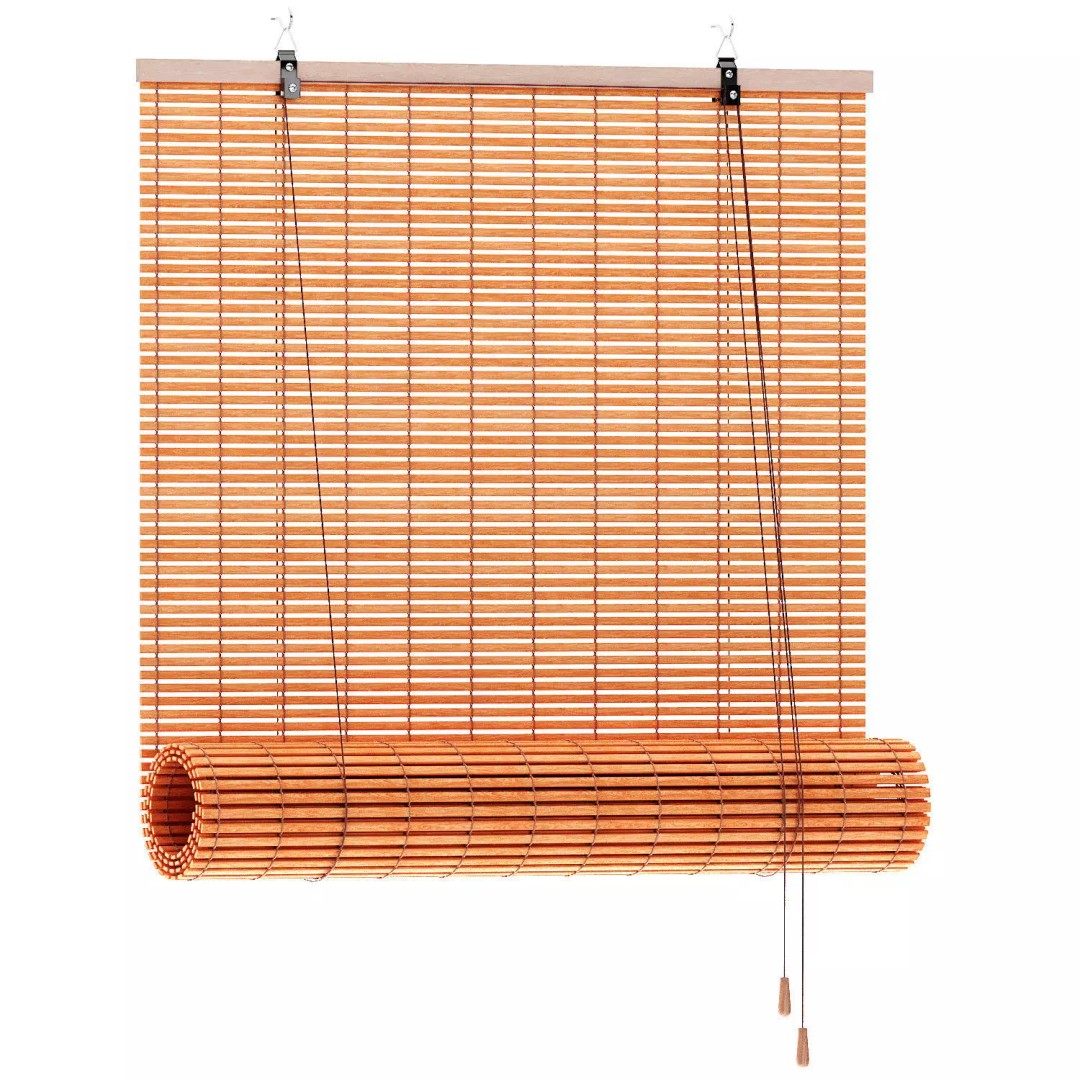 Bamboo Curtains Roller Blinds 3D Model – Eco-Friendly Window Treatment, FBX, OBJ - View 4