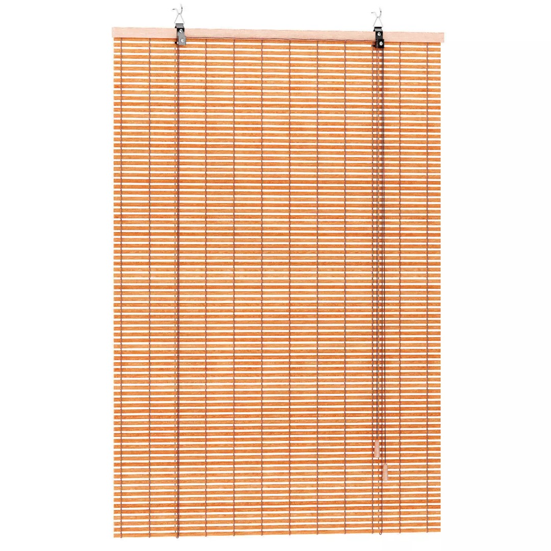 Bamboo Curtains Roller Blinds 3D Model – Eco-Friendly Window Treatment, FBX, OBJ - View 5