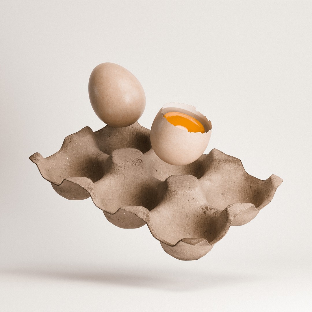 Egg Set 3D Model – Low Poly PBR Kitchen Asset, FBX & OBJ - View 3