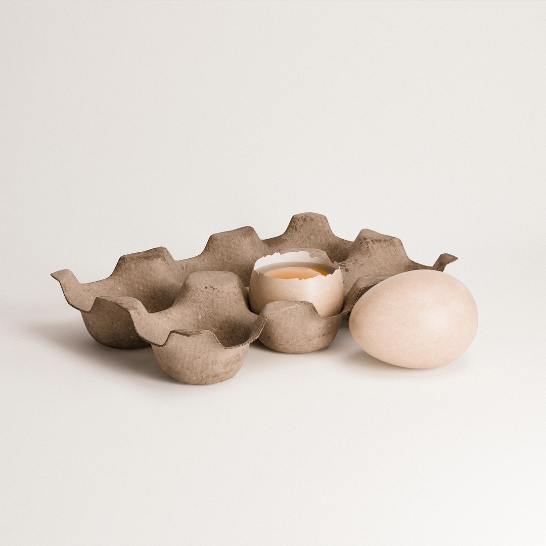 Egg Set 3D Model – Low Poly PBR Kitchen Asset, FBX & OBJ - View 4