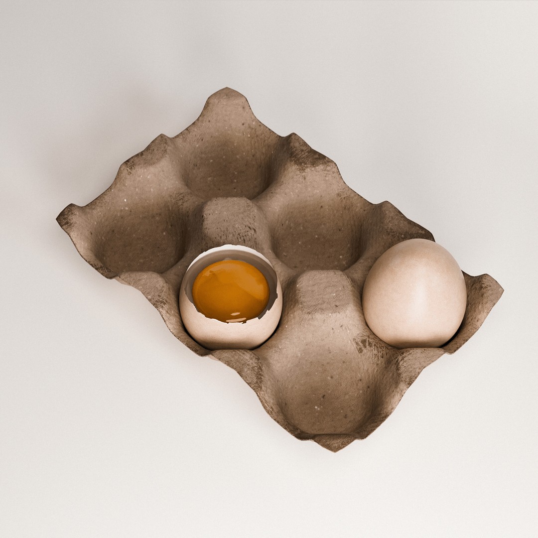 Egg Set 3D Model – Low Poly PBR Kitchen Asset, FBX & OBJ - View 5