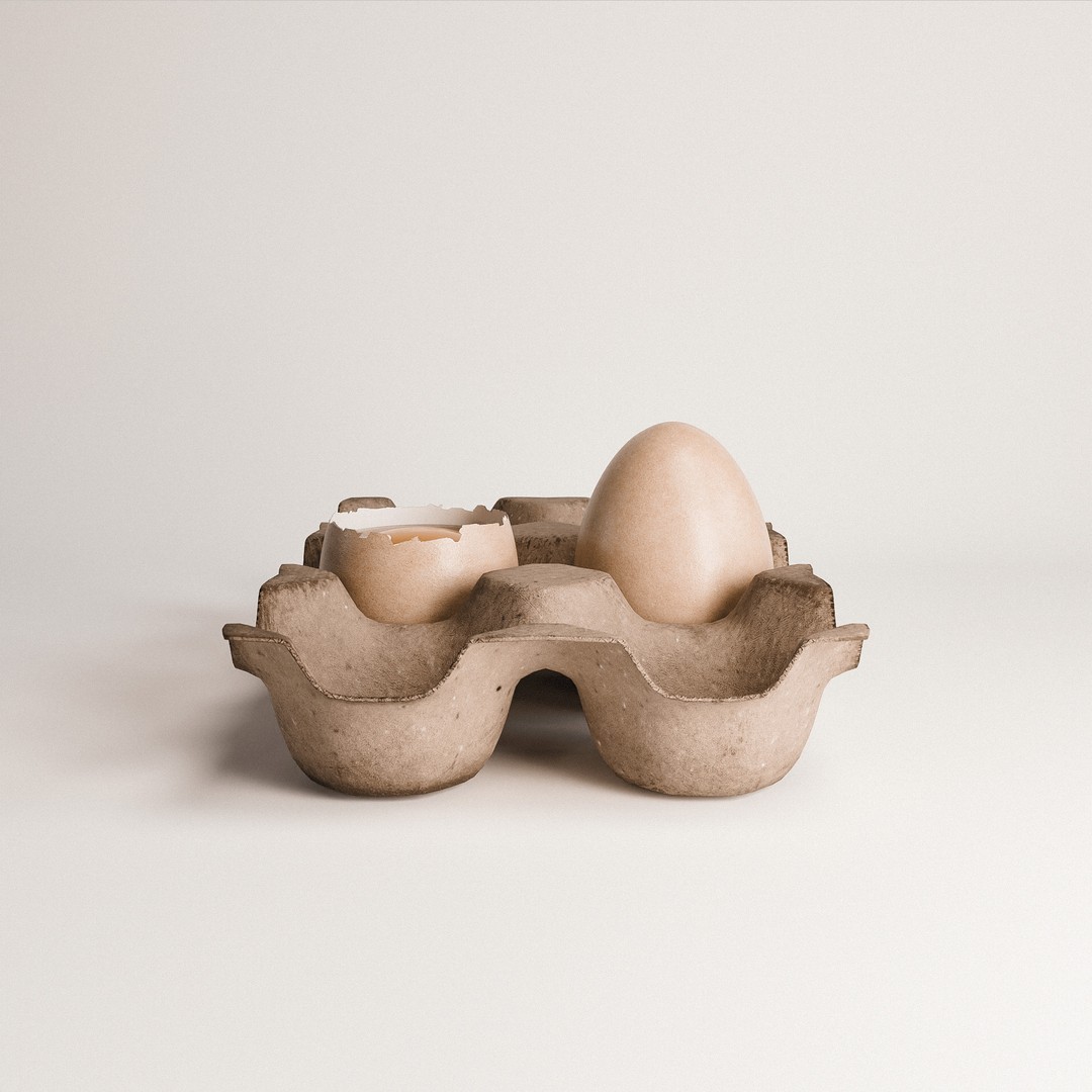 Egg Set 3D Model – Low Poly PBR Kitchen Asset, FBX & OBJ - View 6