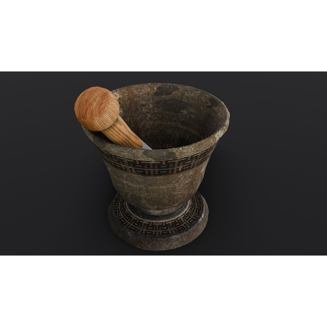 Mortar and Pestle 3D Model – Low Poly Kitchenware Asset, FBX