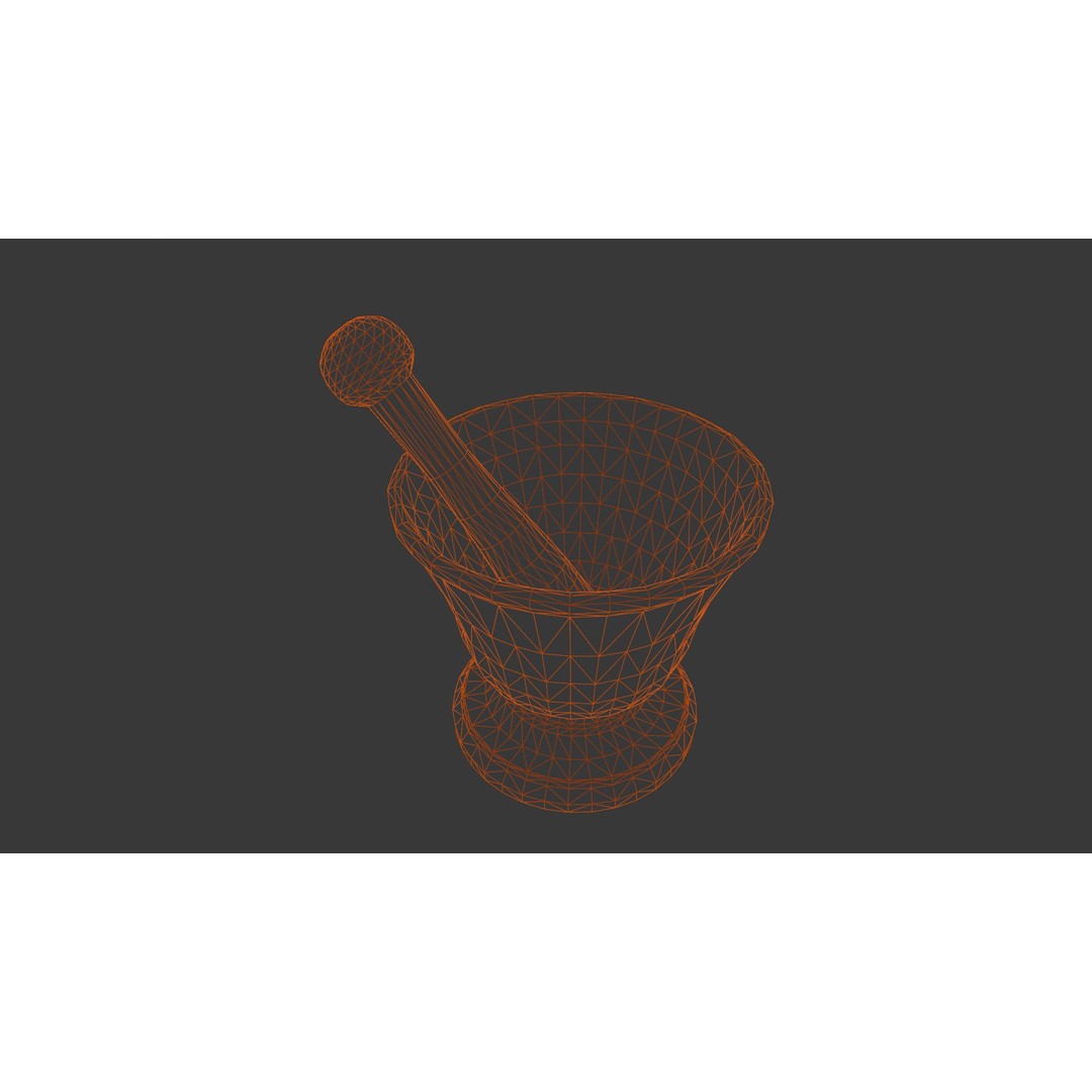 Mortar and Pestle 3D Model – Low Poly Kitchenware Asset, FBX - View 11